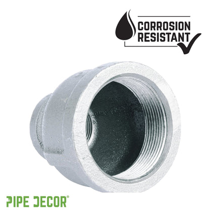 PIPE DECOR 1-1/4 in. x 1/2 in. galvanized iron reducing coupling pipe fitting