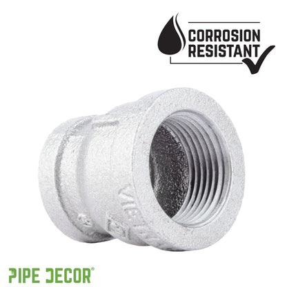 PIPE DECOR 3/4 in. x 1/2 in. galvanized iron reducing coupling pipe fitting, view 6