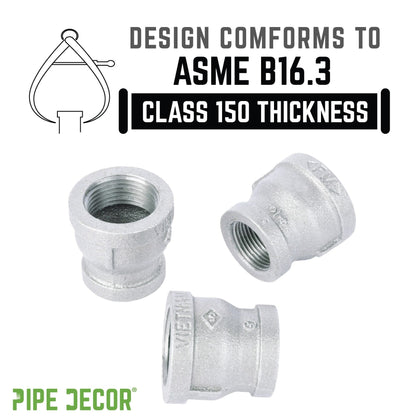 PIPE DECOR 3/4 in. x 1/4 in. galvanized iron reducing coupling pipe fitting, view 4