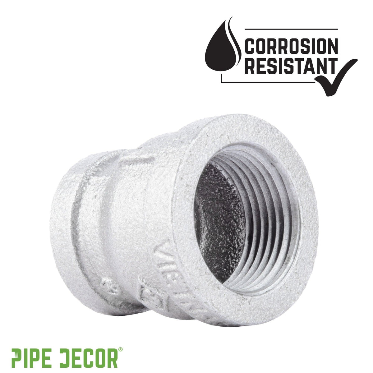 PIPE DECOR 3/4 in. x 1/4 in. galvanized iron reducing coupling pipe fitting, view 5