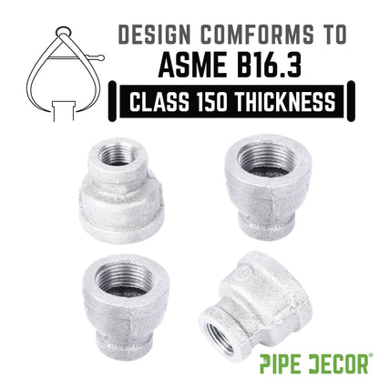 PIPE DECOR 1/2 in. x 1/4 in. galvanized iron reducing coupling pipe fitting, view 4