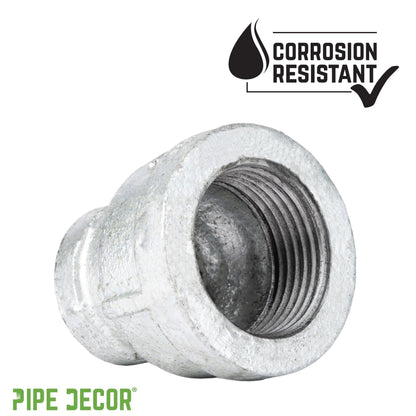 PIPE DECOR 1/2 in. x 1/4 in. galvanized iron reducing coupling pipe fitting, view 6
