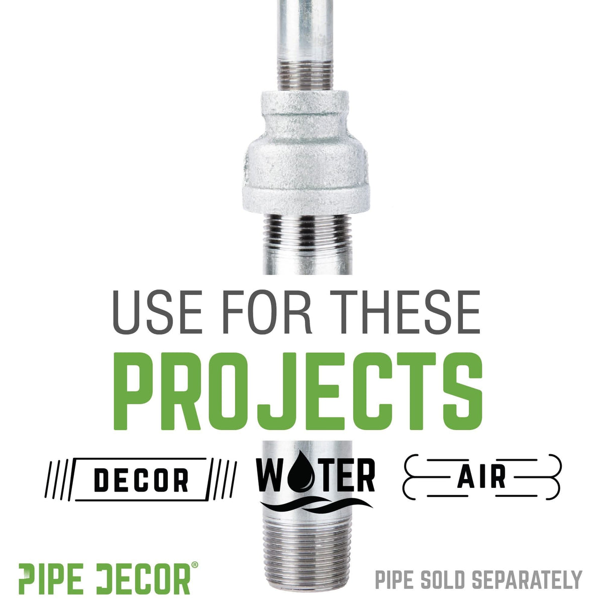 PIPE DECOR 1/2 in. x 1/4 in. galvanized iron reducing coupling pipe fitting, view 5