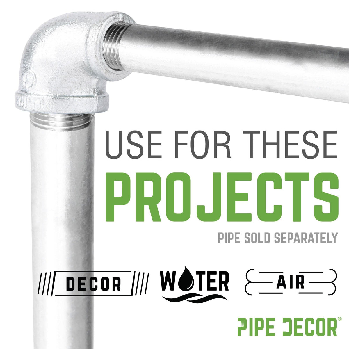 PIPE DECOR 1/2 in. x 3/8 in. galvanized iron reducing elbow pipe fitting, view 5