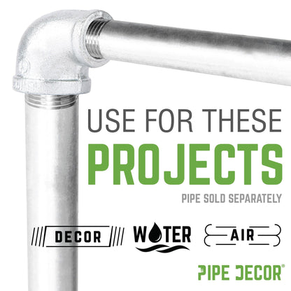 PIPE DECOR 1/2 in. x 3/8 in. galvanized iron reducing elbow pipe fitting, view 5