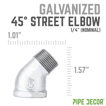 PIPE DECOR 1/4 in. galvanized iron 45 degree street elbow pipe fitting, view 2