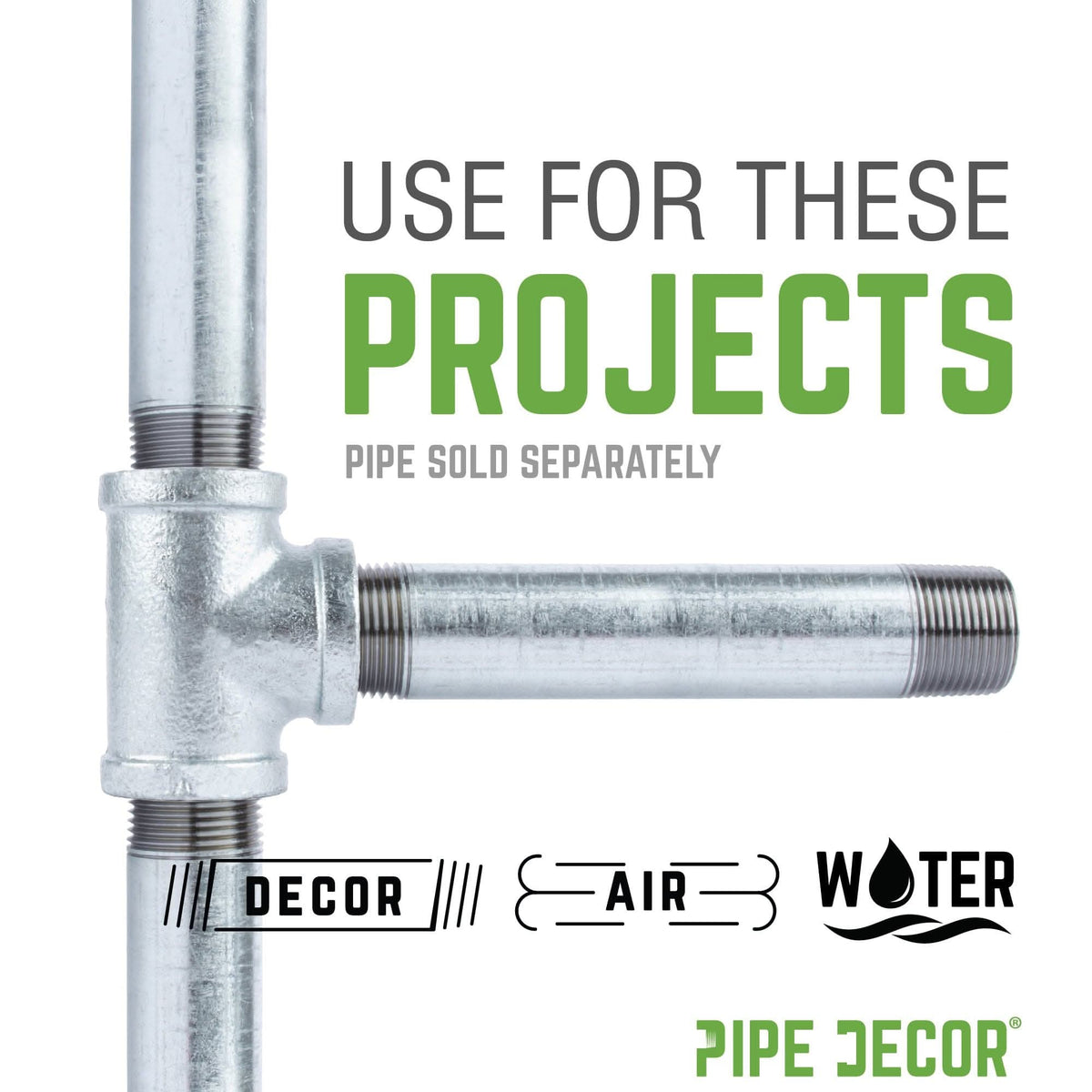 PIPE DECOR 1-1/2 in. galvanized iron tee pipe fitting