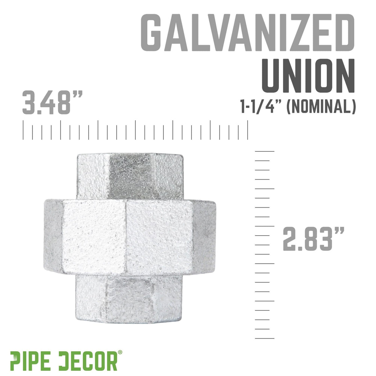PIPE DECOR 1-1/4 in. galvanized iron union pipe fitting