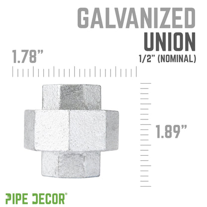 PIPE DECOR 1/2 in. galvanized iron union pipe fitting, view 2