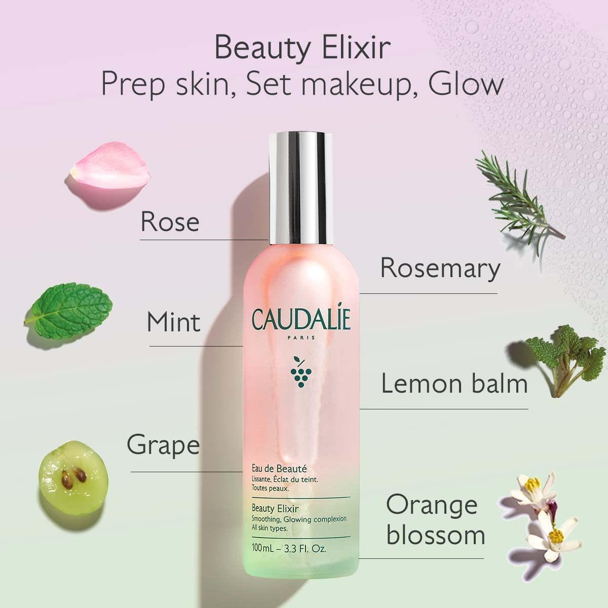 Caudalie Beauty Elixir: Refreshing Face Mist & Pore Minimizing Facial Toner with Grape Water, Chamomile & Mint for Radiant Skin by Beauty Care Bag