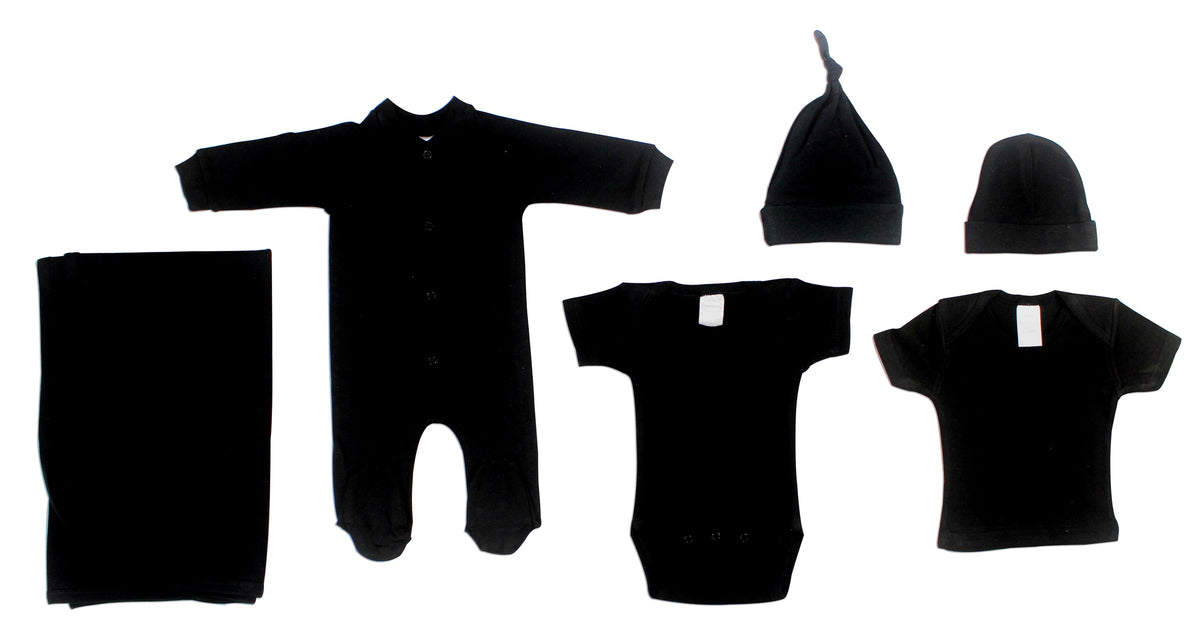 Black 6 Piece Layette Set by Emerald Clover