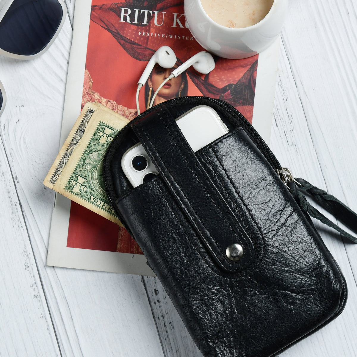 Jet-Set Organizer: Leather Phone Pouch by Classy Leather Bags