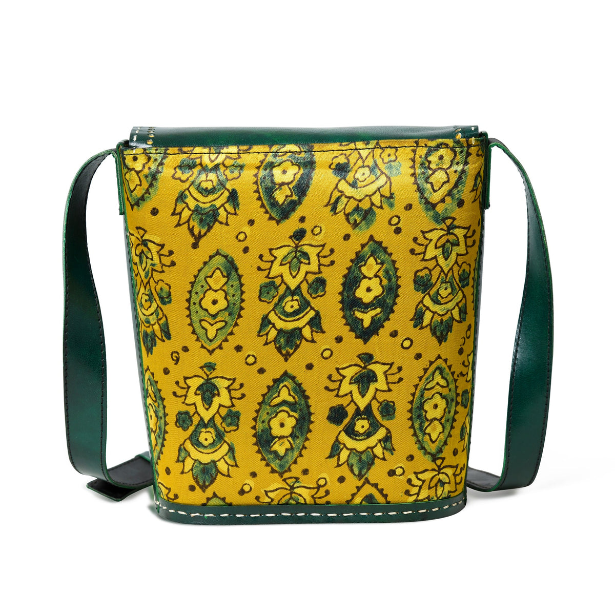 Vibrant Heritage Ajrakh Satchel by Classy Leather Bags