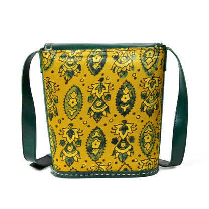 Vibrant Heritage Ajrakh Satchel by Classy Leather Bags