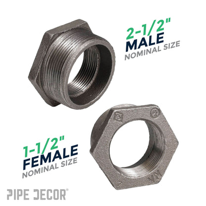 PIPE DECOR 2-1/2 in. x 1-1/2 in. black iron bushing pipe fitting, view 3