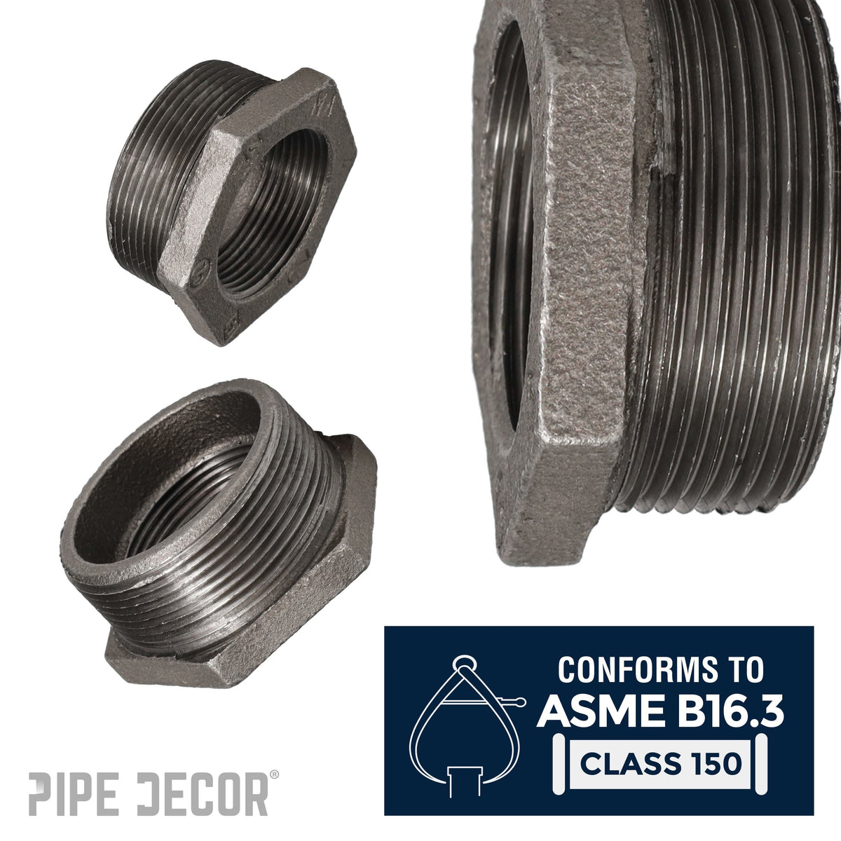 PIPE DECOR 2-1/2 in. x 1-1/2 in. black iron bushing pipe fitting, view 4