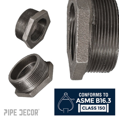 PIPE DECOR 2-1/2 in. x 1-1/2 in. black iron bushing pipe fitting, view 4