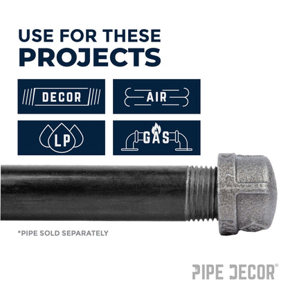 PIPE DECOR 3 in. black iron cap pipe fitting, view 5