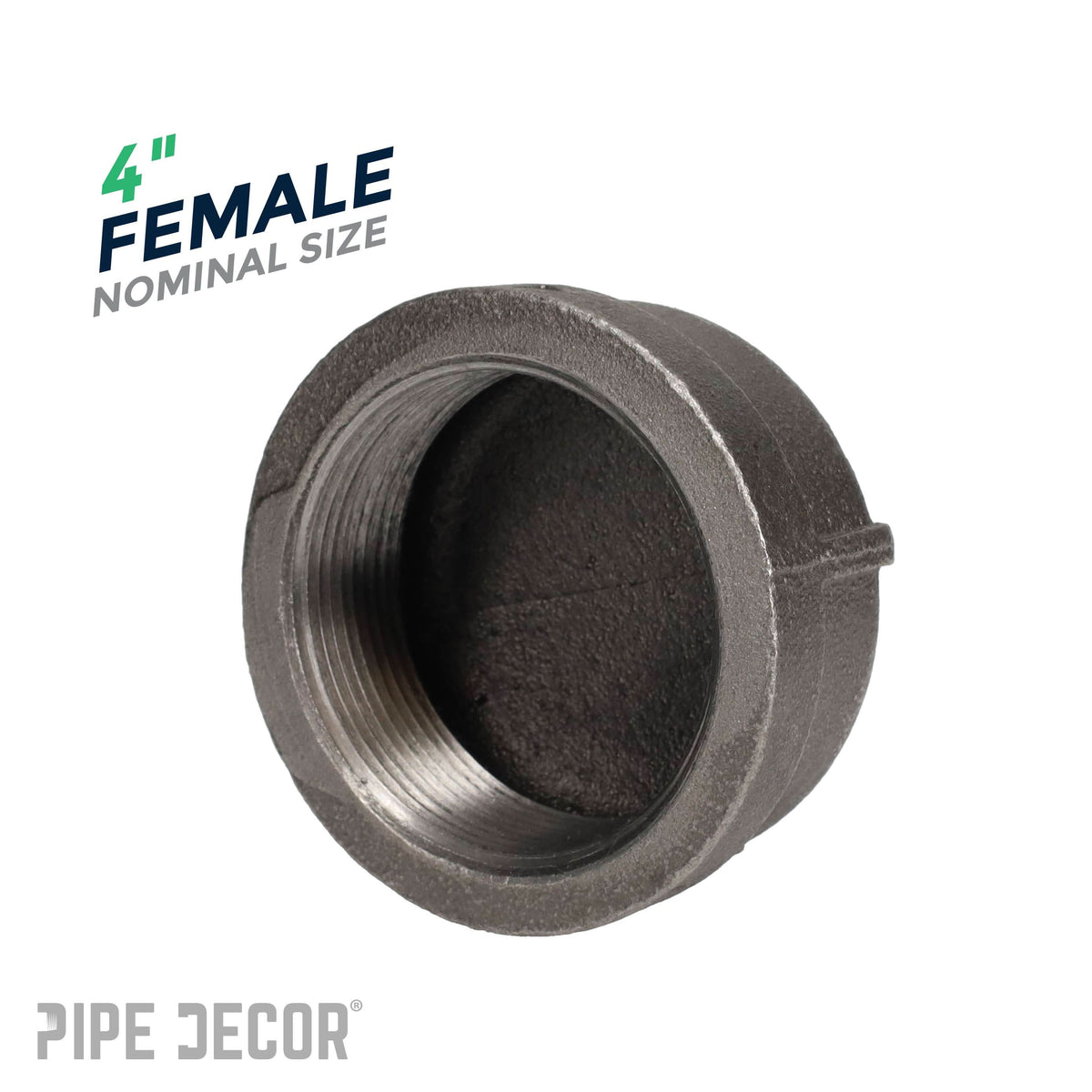 PIPE DECOR 4 in. black iron cap pipe fitting, view 3