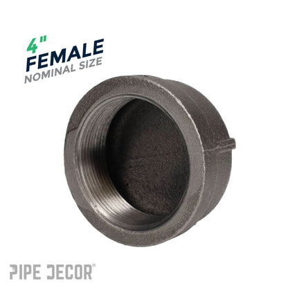 PIPE DECOR 4 in. black iron cap pipe fitting, view 3
