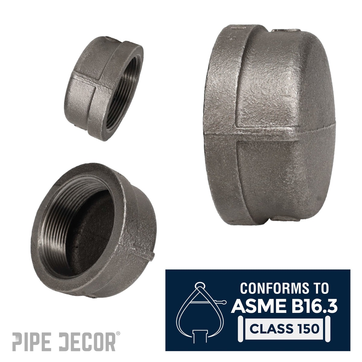 PIPE DECOR 4 in. black iron cap pipe fitting, view 4