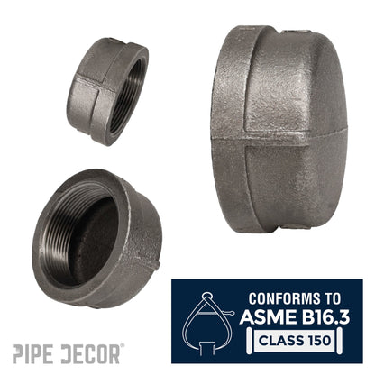PIPE DECOR 4 in. black iron cap pipe fitting, view 4