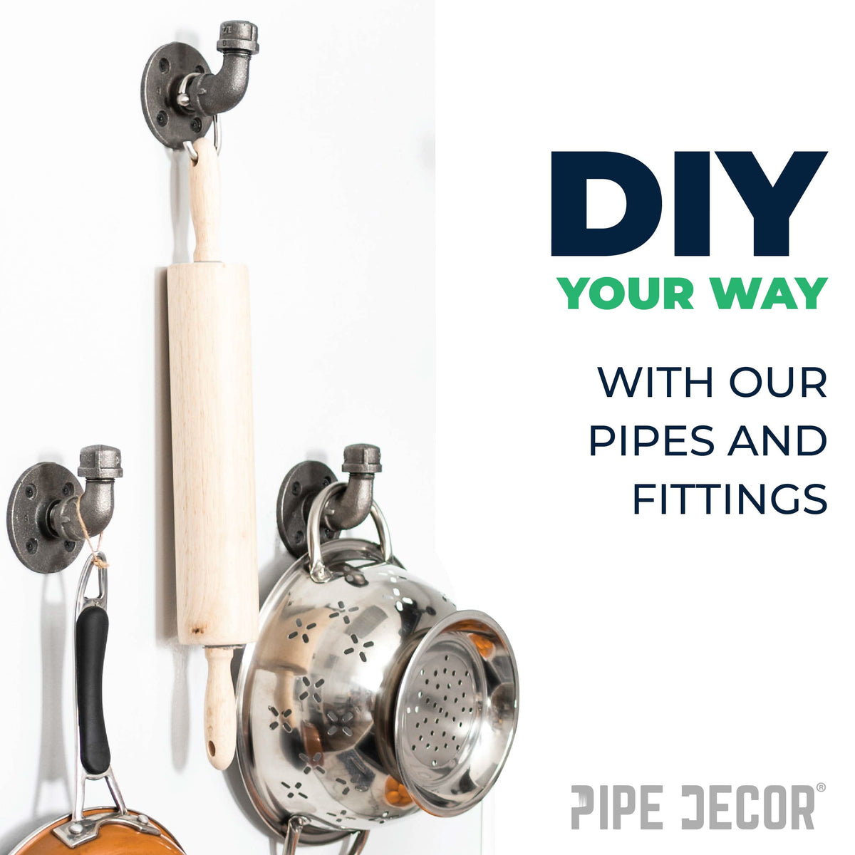 PIPE DECOR 4 in. black iron cap pipe fitting, view 6