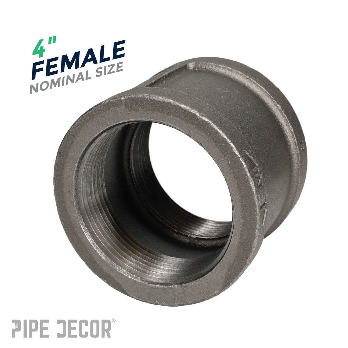 PIPE DECOR 4 in. black iron coupling pipe fitting, view 3
