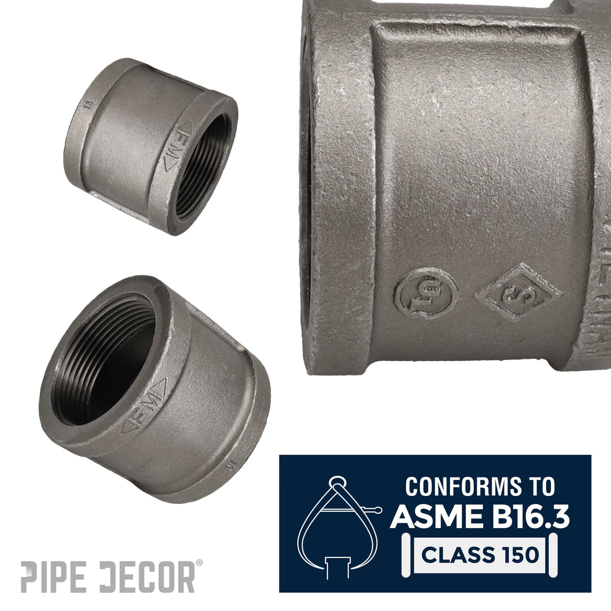 PIPE DECOR 4 in. black iron coupling pipe fitting, view 4