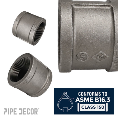 PIPE DECOR 4 in. black iron coupling pipe fitting, view 4