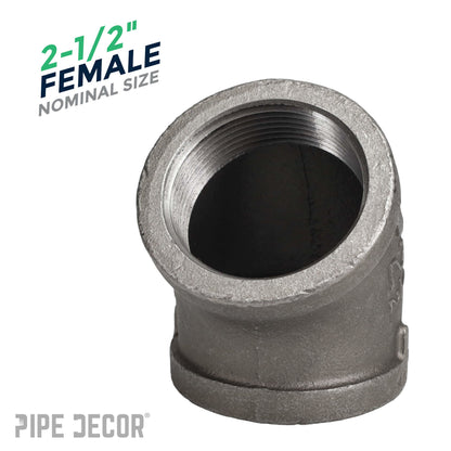 PIPE DECOR 2-1/2 in. black iron 45 degree elbow pipe fitting, view 3