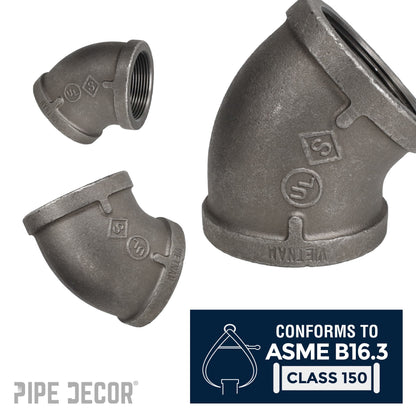 PIPE DECOR 2-1/2 in. black iron 45 degree elbow pipe fitting, view 4