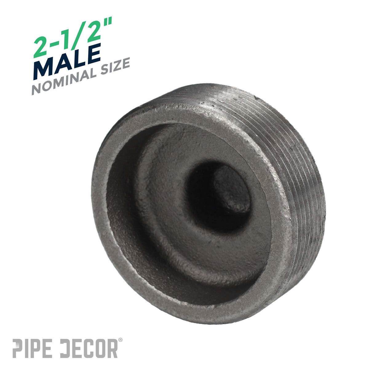 PIPE DECOR 2-1/2 in. black iron plug pipe fitting, view 3