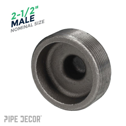 PIPE DECOR 2-1/2 in. black iron plug pipe fitting, view 3