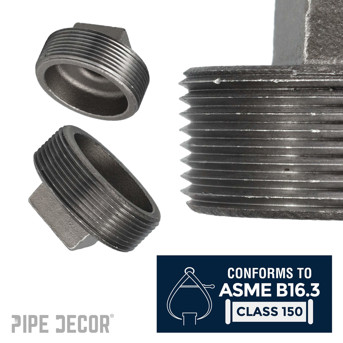 PIPE DECOR 3 in. black iron plug pipe fitting, view 4