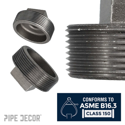 PIPE DECOR 4 in. black iron plug pipe fitting, view 4