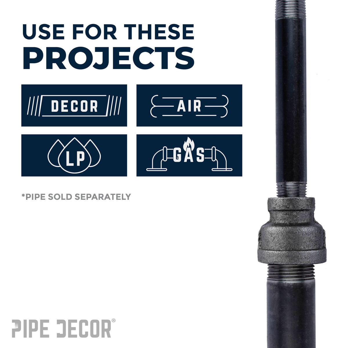 PIPE DECOR 4 in. x 3 in. black iron reducing coupling pipe fitting, view 5