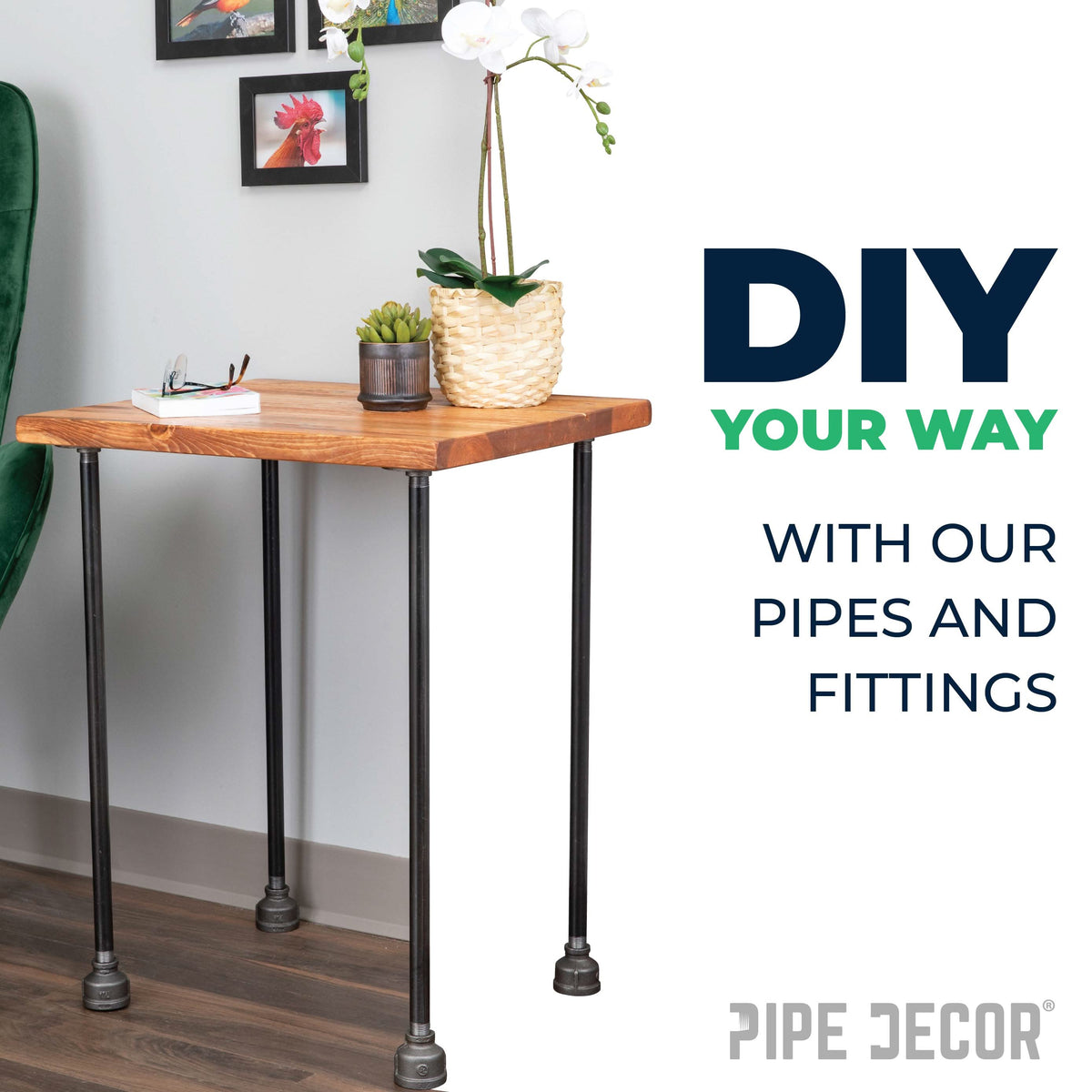 PIPE DECOR 4 in. x 3 in. black iron reducing coupling pipe fitting, view 6