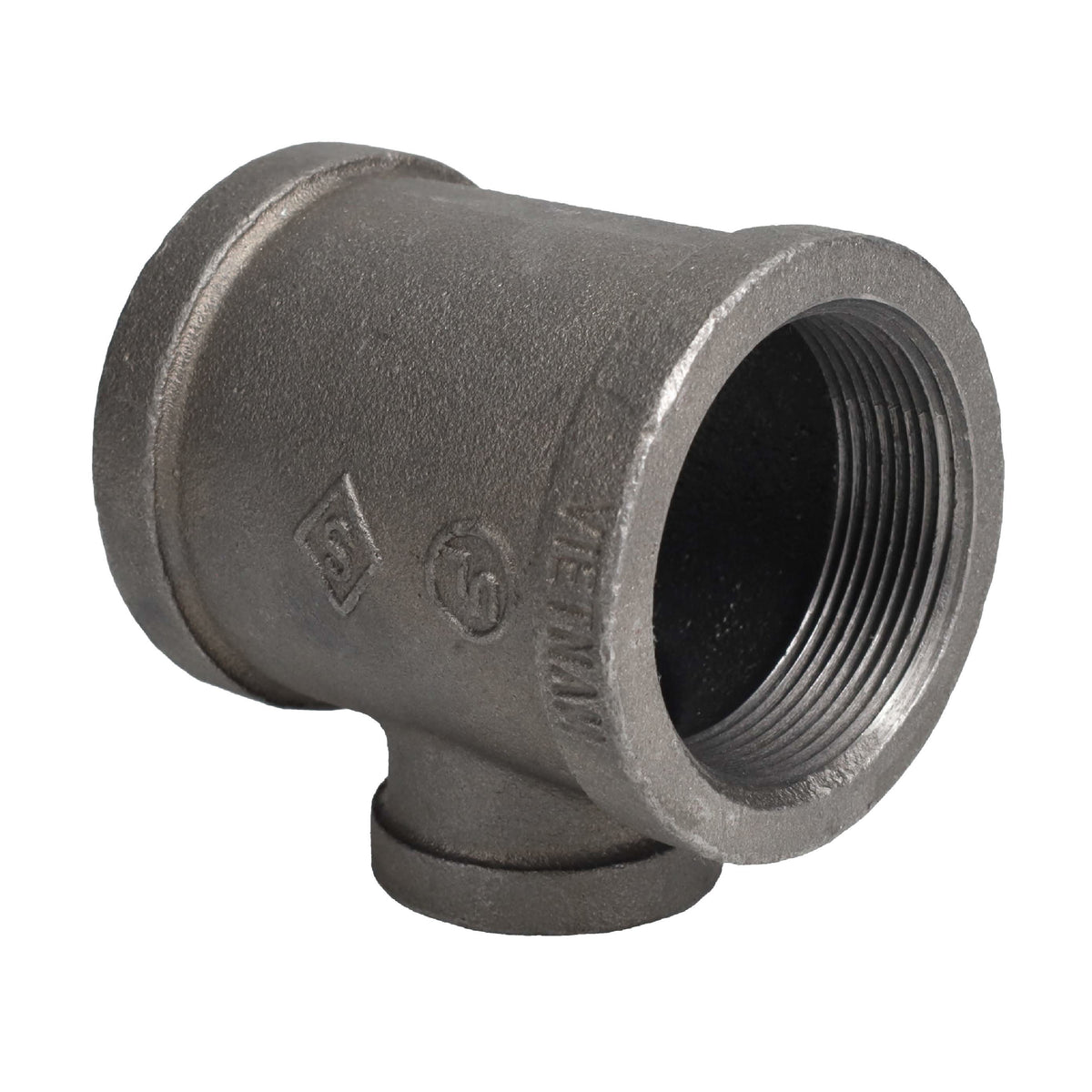 PIPE DECOR 4 in. x 4 in. x 3 in. black iron reducing tee pipe fitting