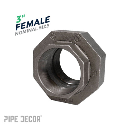 PIPE DECOR 3 in. black iron union pipe fitting, view 3