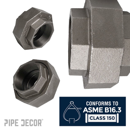 PIPE DECOR 3 in. black iron union pipe fitting, view 4