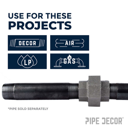 PIPE DECOR 3 in. black iron union pipe fitting, view 5