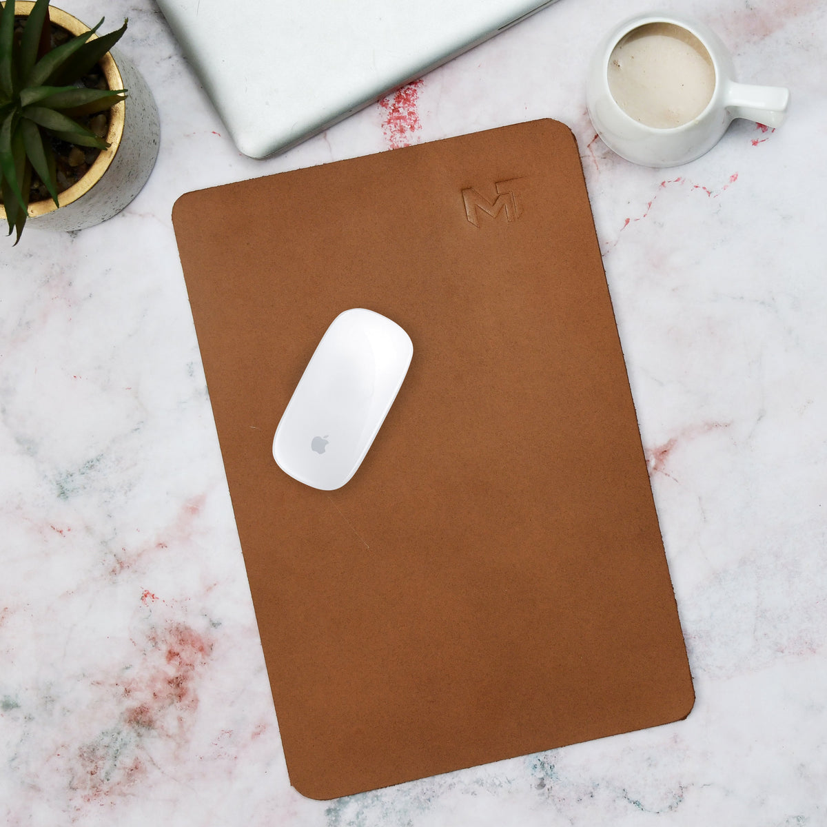 Caramel Luxe Leather Desk Mat + Mouse Pad by Classy Leather Bags