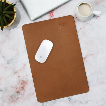 Caramel Luxe Leather Desk Mat + Mouse Pad by Classy Leather Bags