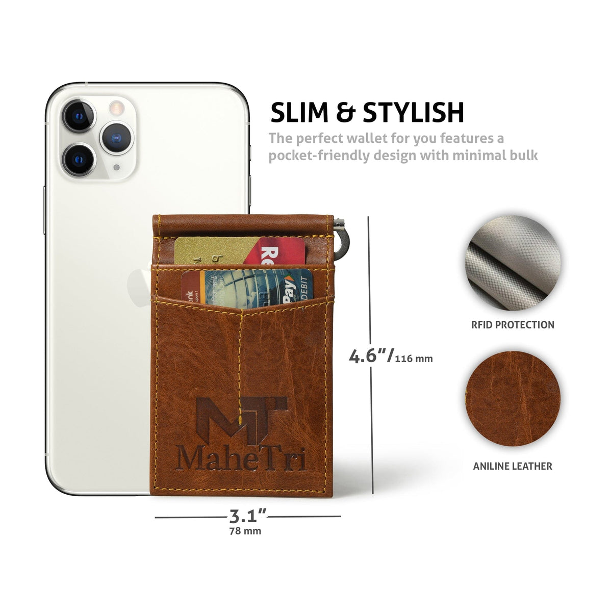 Finley Money Clipper- Tan Brown by Classy Leather Bags