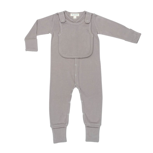 Smart Footed One-Piece + Bib - Gray by Fuchsia Milo