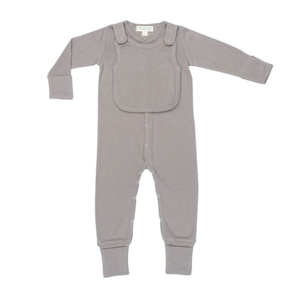 Smart Footed One-Piece + Bib - Gray by Fuchsia Milo