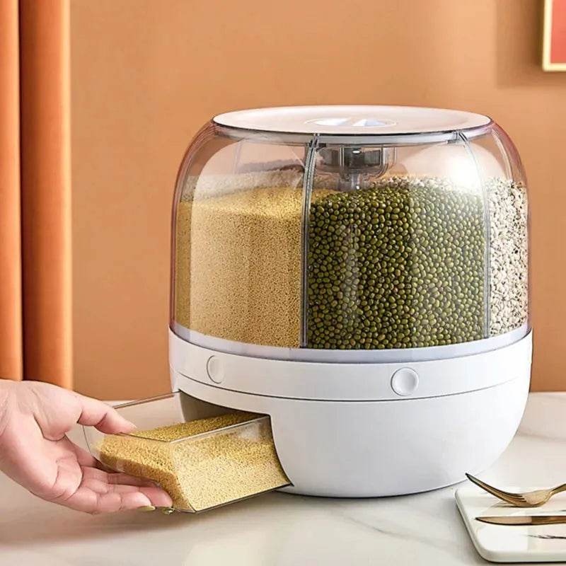 SmartPursue 360 degree rotatable 6-compartment grain dispenser, view 3