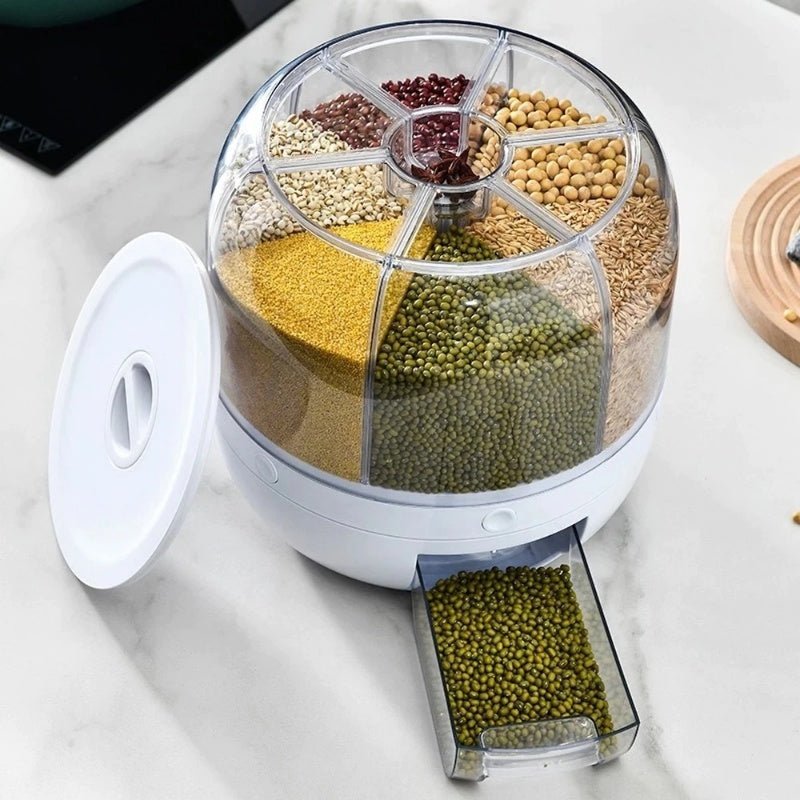 SmartPursue 360 degree rotating six-grid grain storage container, view 4