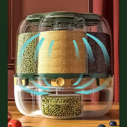 SmartPursue 360 degree rotating six-grid grain storage container